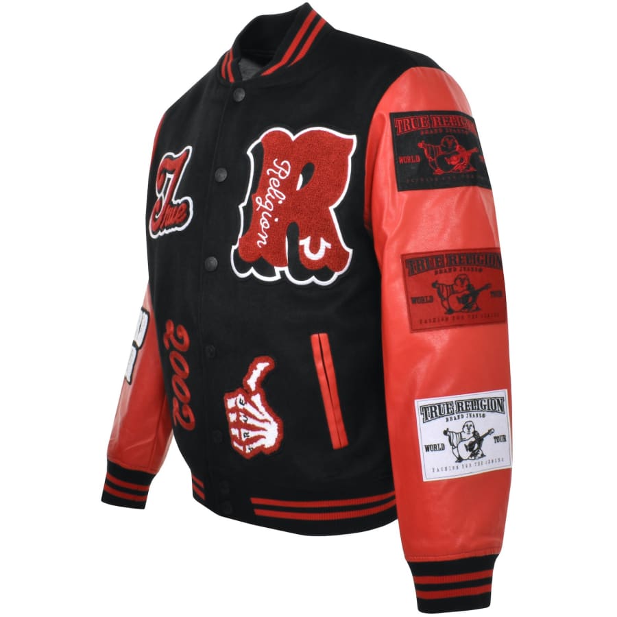True religion red leather jacket cheap